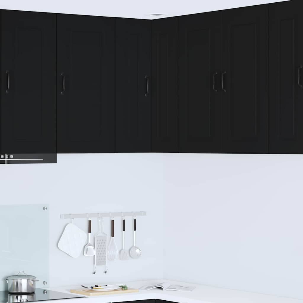 vidaXL Küchenwandschrank mit Tür Schwarz 57 x 57 x 80 cm Holzwerkstoff