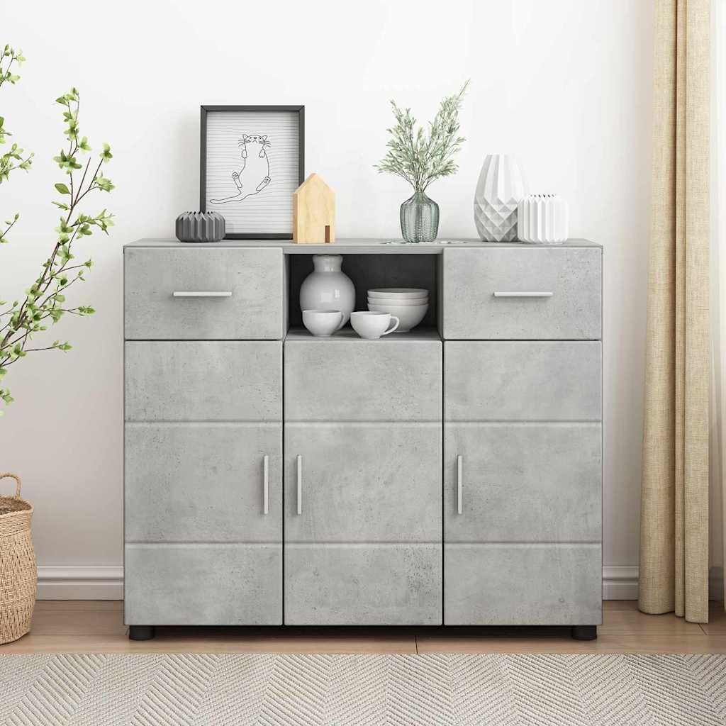 vidaXL Sideboard mit Tür Betongrau 88,5 x 30,5 x 73 cm Holzwerkstoff