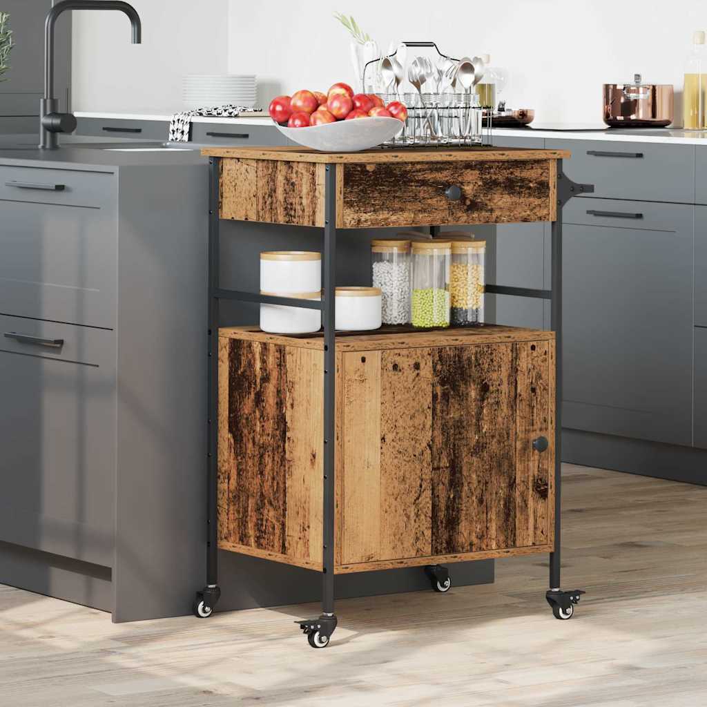 vidaXL Küchentrolley Altholz 56 x 43 x 89.5 cm Holzwerkstoff