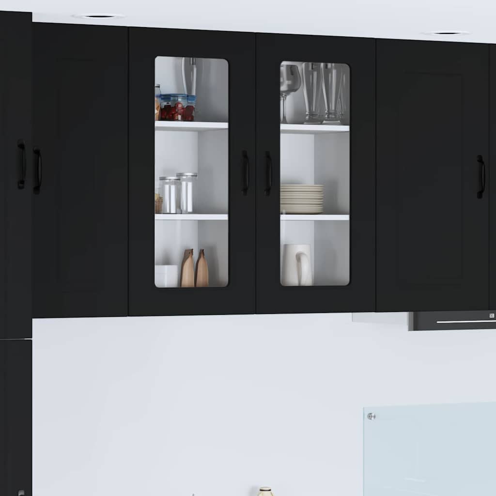 vidaXL Küchenwandschrank 2 pcs Schwarz 40 x 31 x 80 cm Holzwerkstoff