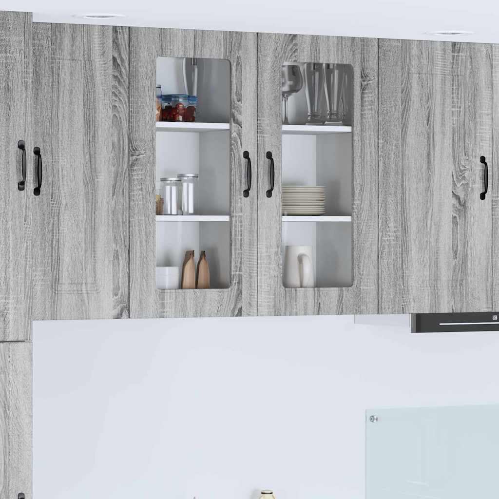 vidaXL Küchenwandschrank mit Regal 2 pcs Graues Sonoma 40 x 31 x 80 cm