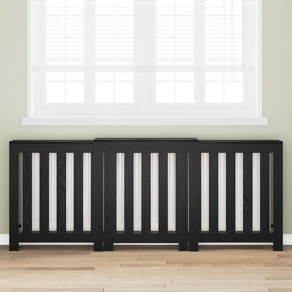 vidaXL Heizkörperabdeckung Schwarz Eichen-Optik 205 x 21,5 x 83,5 cm