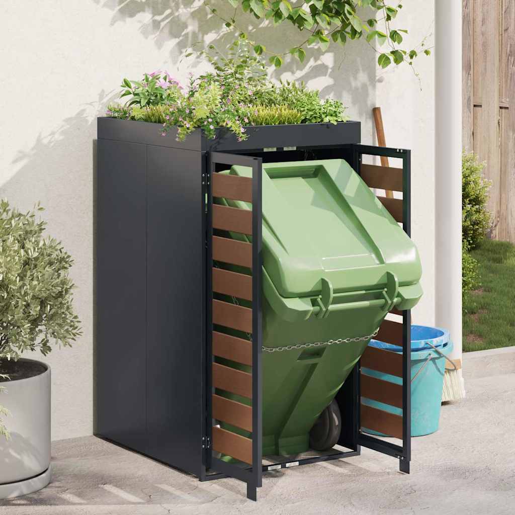 vidaXL Mülltonnenlager mit Pflanzerdach für 240L Tonne Anthrazit - Image 4