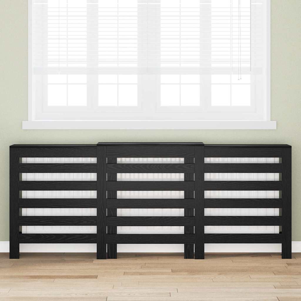 vidaXL Heizkörperabdeckung Schwarz Eichen-Optik 205 x 21,5 x 83,5 cm