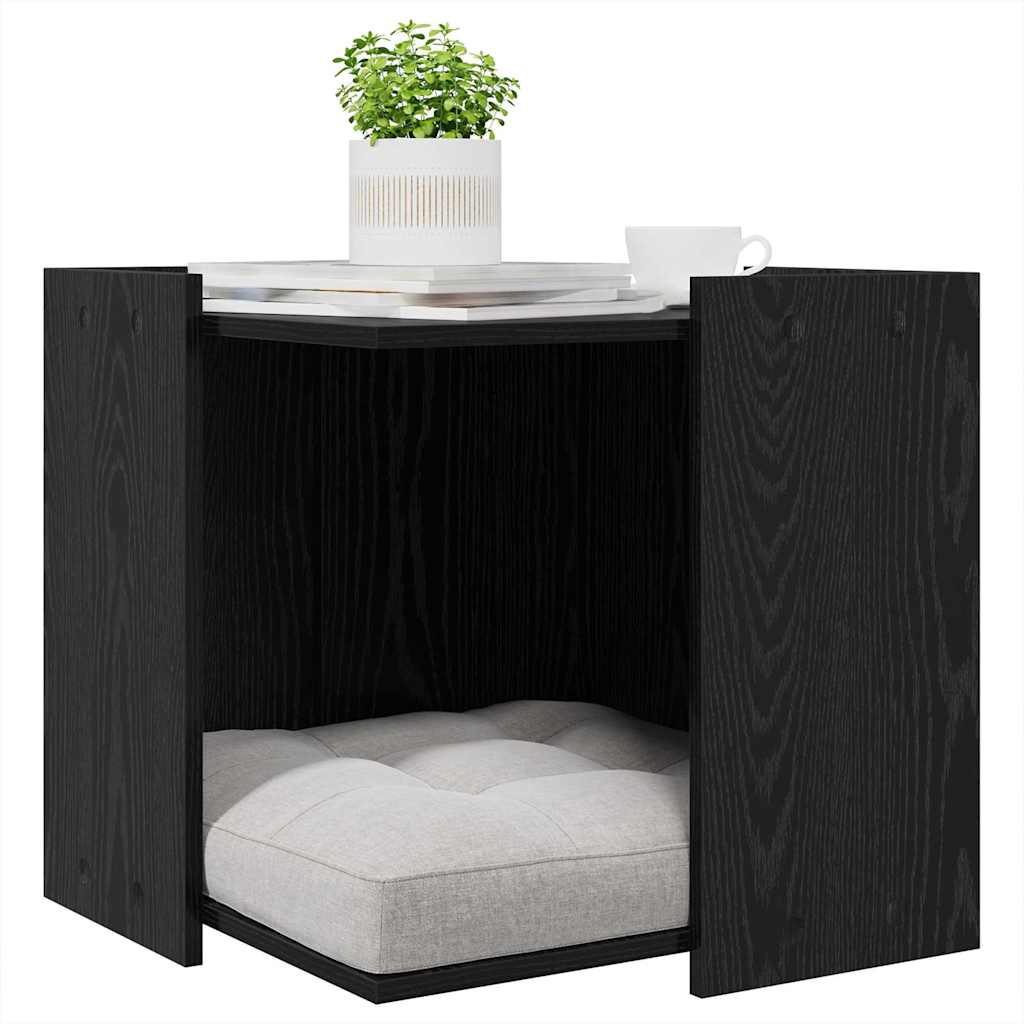 vidaXL Katzenstreu Box Umzäunung Schwarz Eichen-Optik 53 x 53 x 51 cm - Image 3