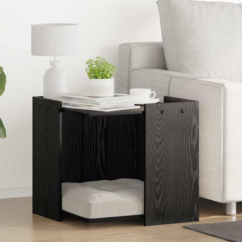 vidaXL Katzenstreu Box Umzäunung Schwarz Eichen-Optik 53 x 53 x 51 cm