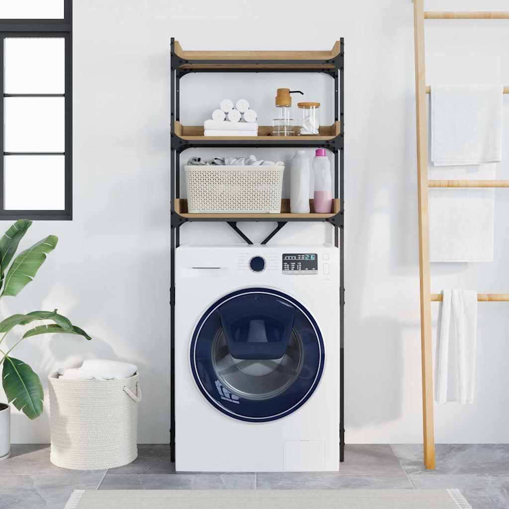 vidaXL Waschmaschinenregal mit Regal 67 x 25 x 163 cm Holzwerkstoff - Image 4