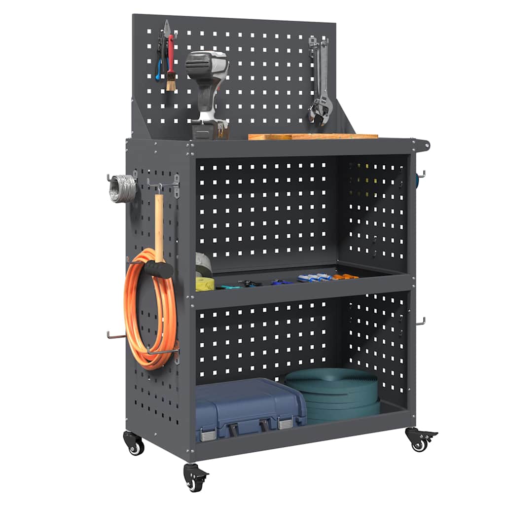 vidaXL Werkzeugwagen Anthrazit 65 x 35 x 111 cm Kaltgewalzter Stahl - Image 3