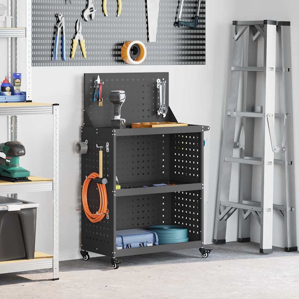 vidaXL Werkzeugwagen Schwarz 65 x 35 x 111 cm Kaltgewalzter Stahl