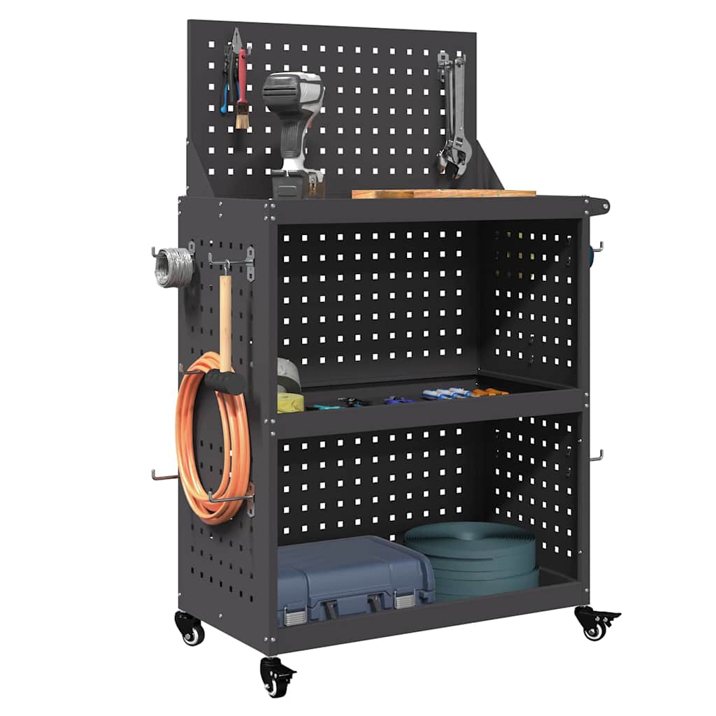 vidaXL Werkzeugwagen Schwarz 65 x 35 x 111 cm Kaltgewalzter Stahl - Image 3