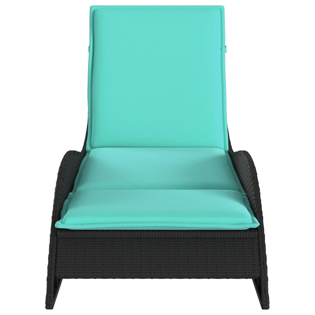vidaXL Sonnenliege mit Kissen Schwarz 60x205x73 cm Poly Rattan - Image 4