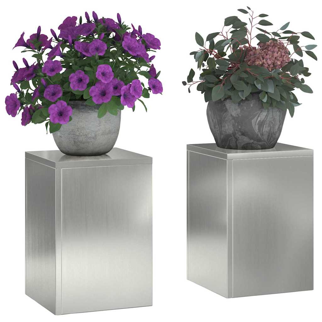 vidaXL Pflanzenständer 2 pcs Silber 24 x 24 x 35 cm Verzinkter Stahl - Image 3