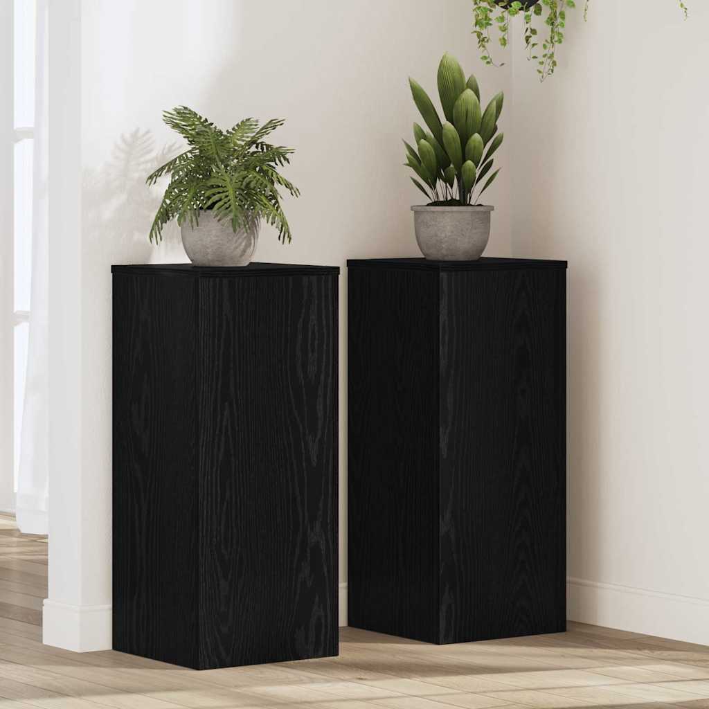 vidaXL Pflanzenständer 2 pcs Schwarze Eiche 30 x 30 x 70 cm