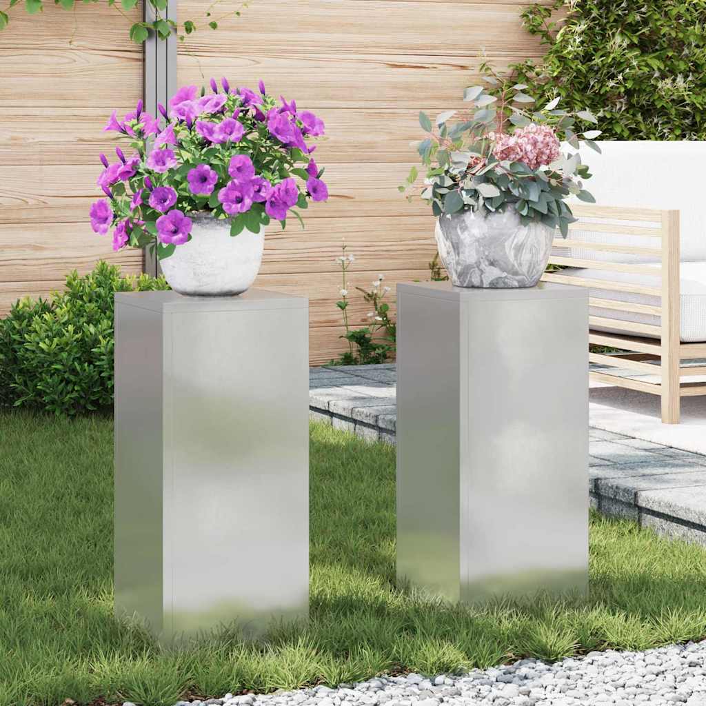 vidaXL Pflanzenständer 2 pcs Silber 24 x 24 x 55 cm Edelstahl