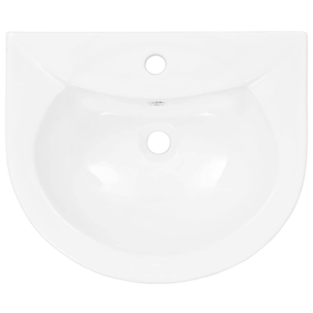 vidaXL Freistehendes Waschbecken mit Säule Keramik Weiß 520x440x190 mm - Image 6