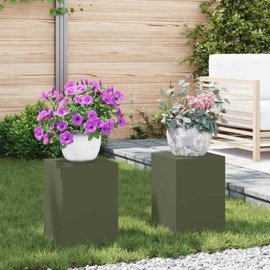 vidaXL Pflanzenständer 2 pcs Olivgrün 24 x 24 x 35 cm Stahl