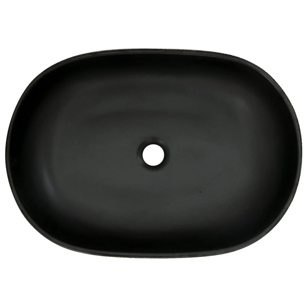 vidaXL Aufsatzwaschbecken Schwarz und Blau Oval 59x40x14 cm Keramik - Image 6