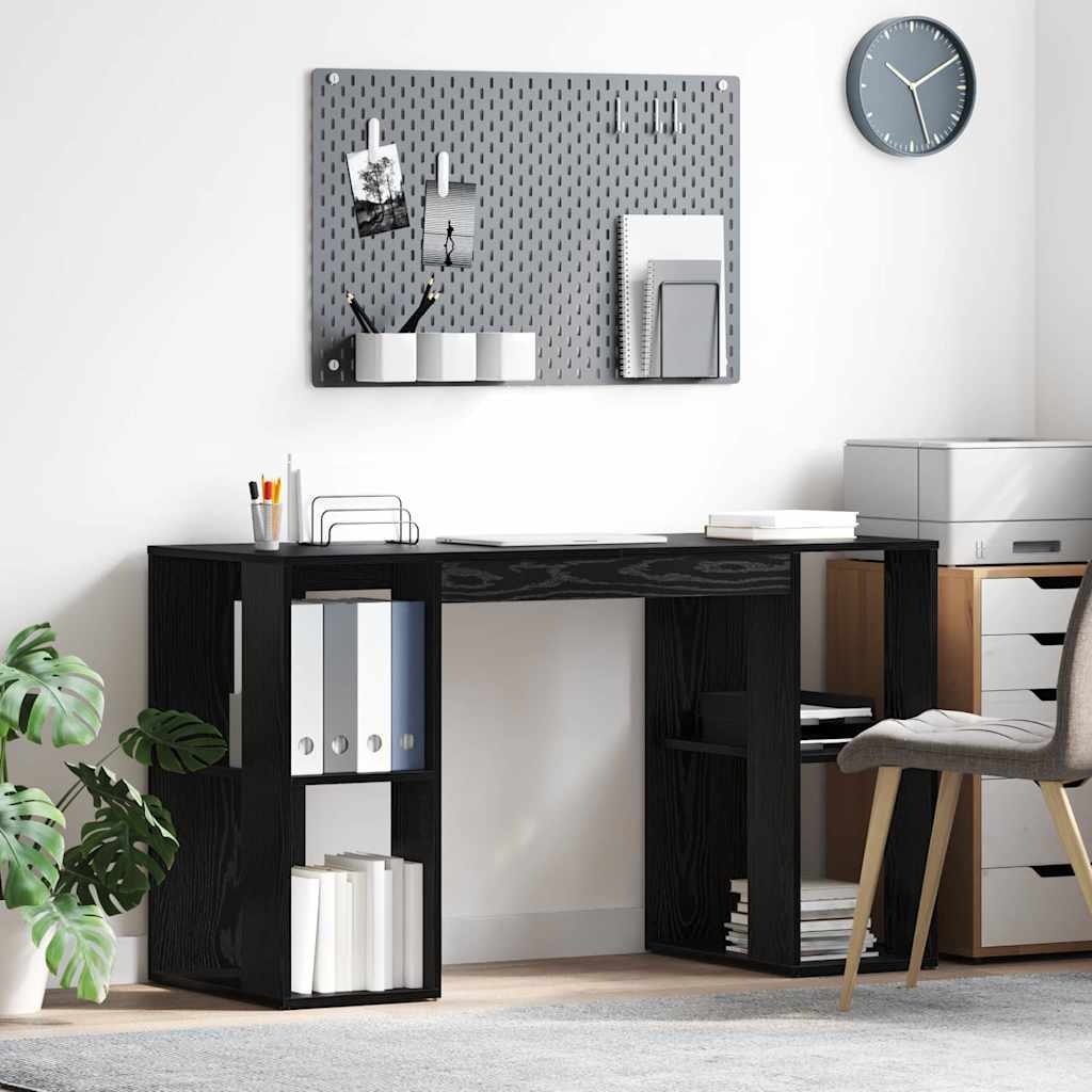 vidaXL Schreibtisch mit Regal Schwarz Eichen-Optik 130 x 50,5 x 75 cm