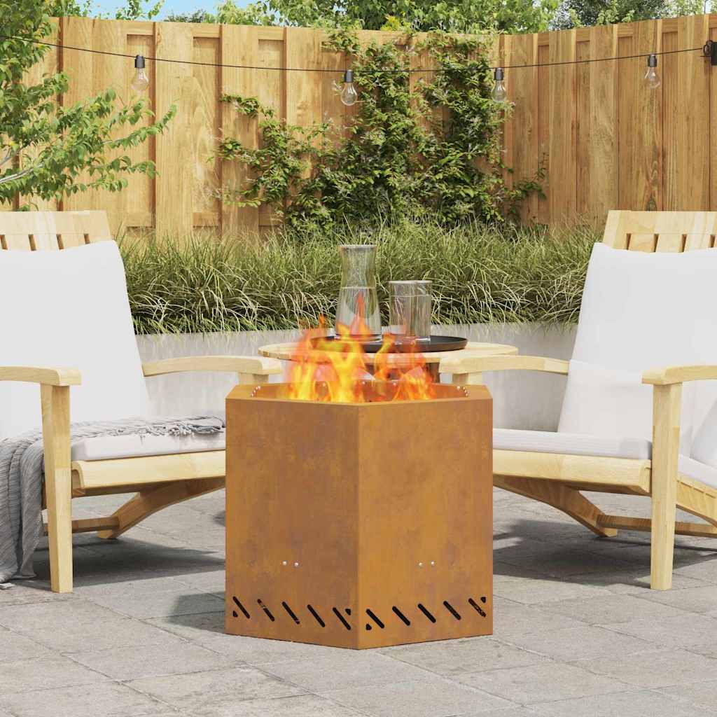 vidaXL Rauchfreier Feuerkorb Braun 58 x 58 x 51 cm Stahl