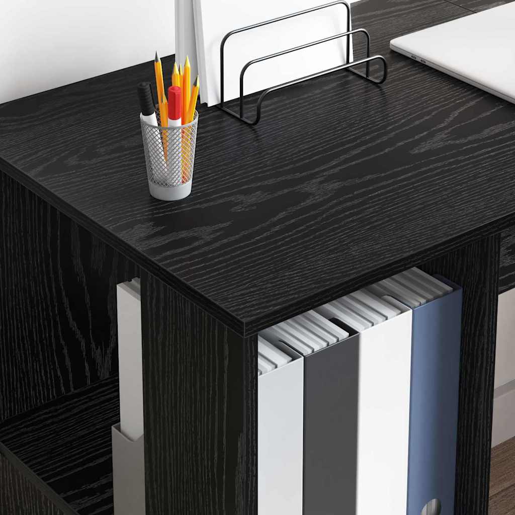 vidaXL Schreibtisch mit Regal Schwarz Eichen-Optik 130 x 50,5 x 75 cm - Image 4