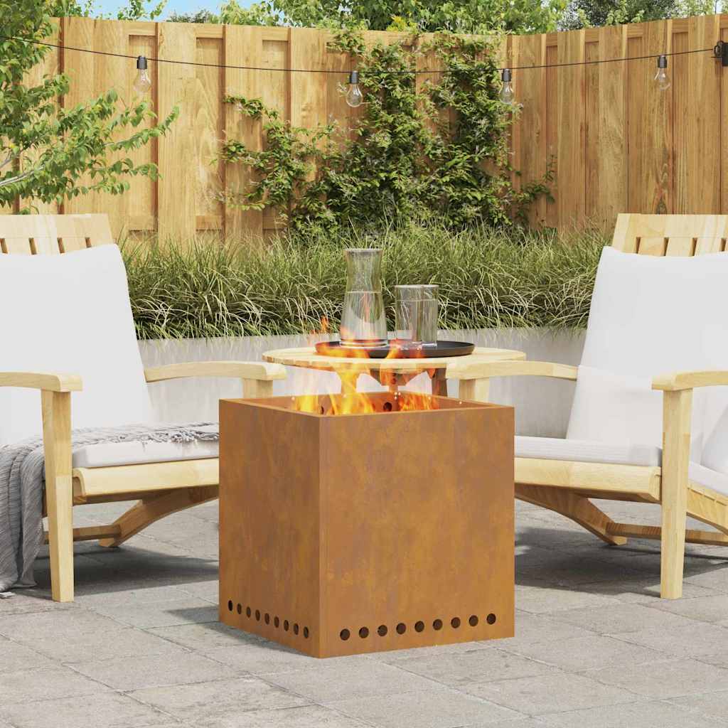 vidaXL Rauchfreier Feuerkorb Braun 48 x 48 x 50 cm Stahl
