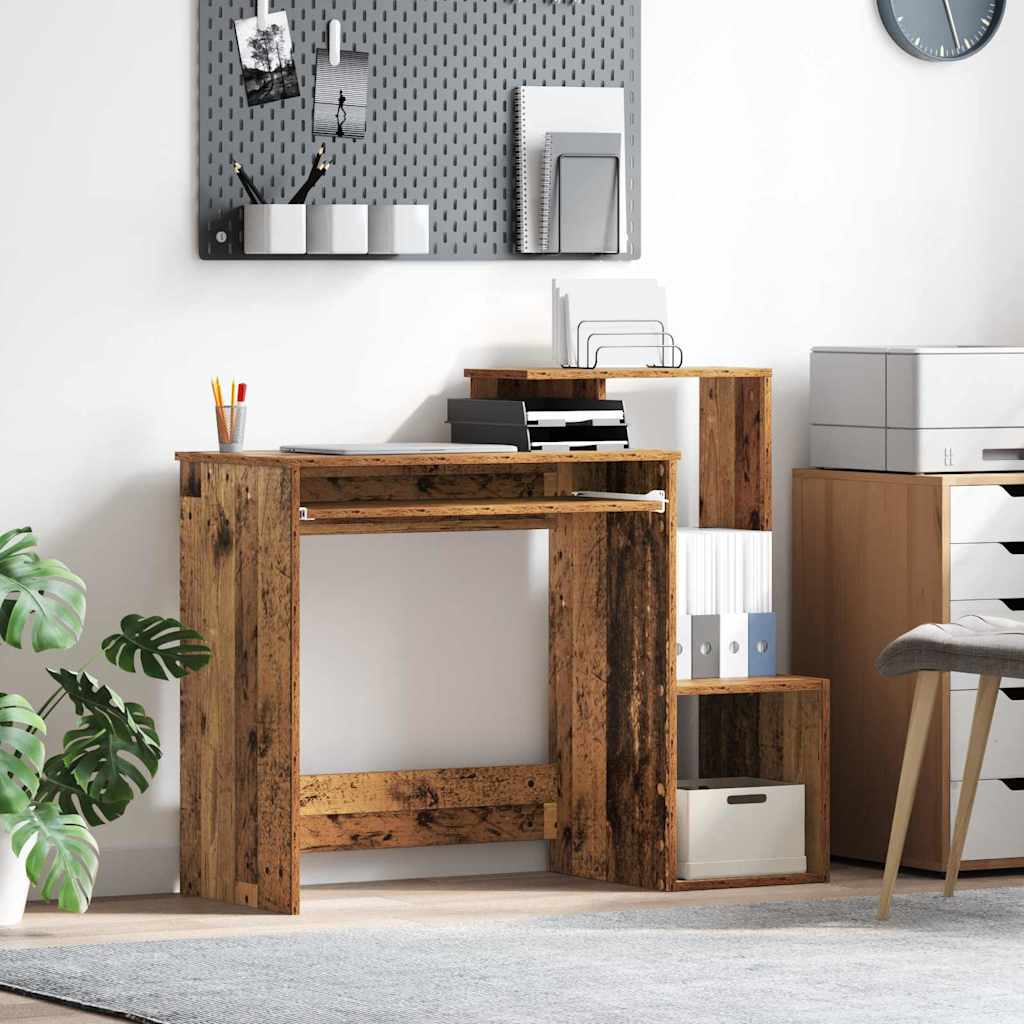 vidaXL Schreibtisch mit Regal Altholz 106 x 41 x 88.5 cm Holzwerkstoff