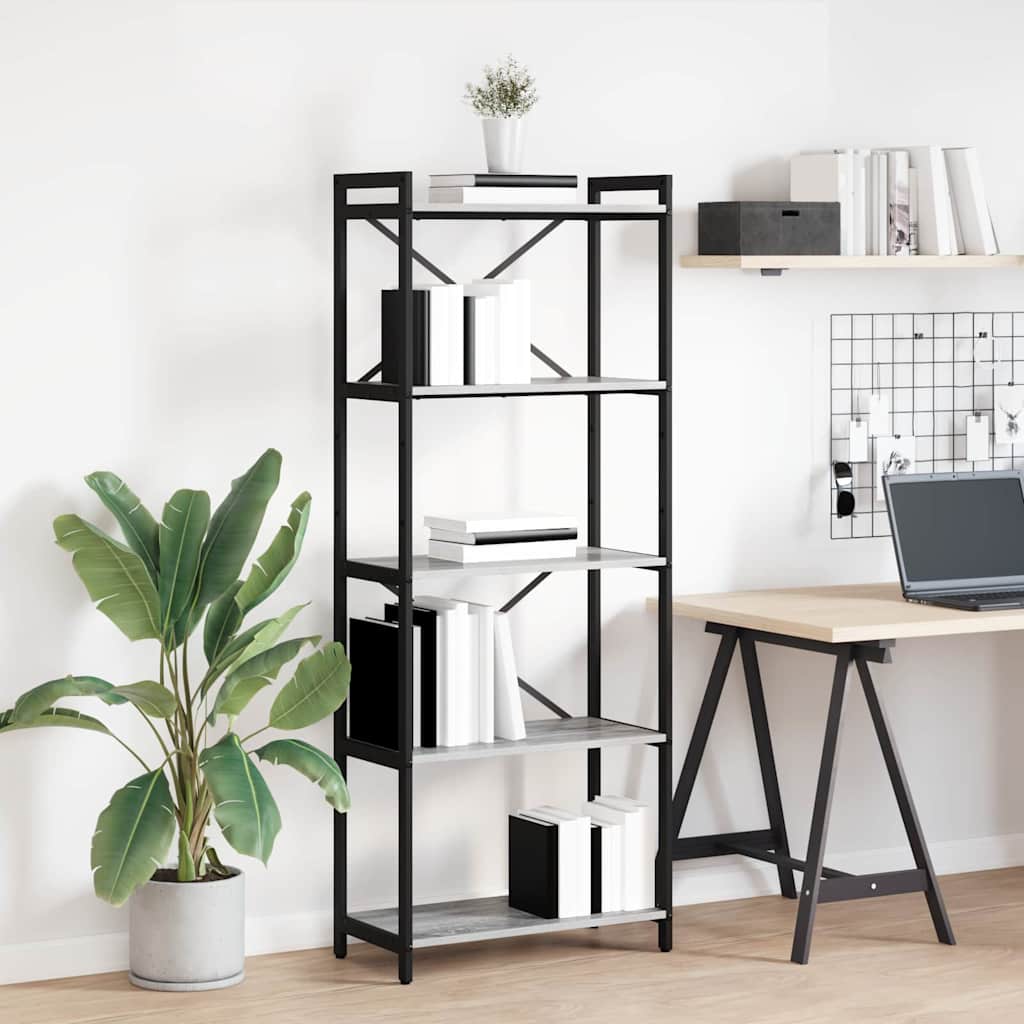 vidaXL Bücherregal Grau Sonoma 60 x 30 x 153 cm Holzwerkstoff