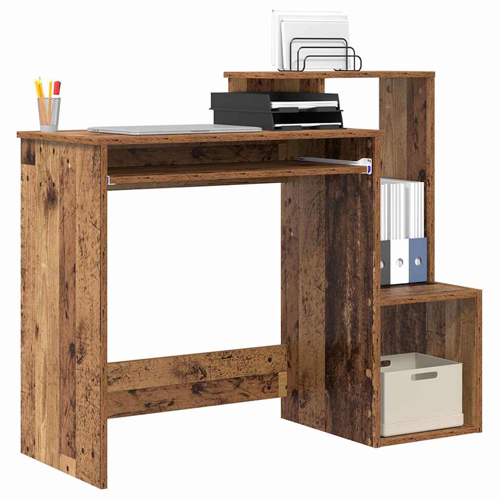 vidaXL Schreibtisch mit Regal Altholz 106 x 41 x 88.5 cm Holzwerkstoff - Image 3