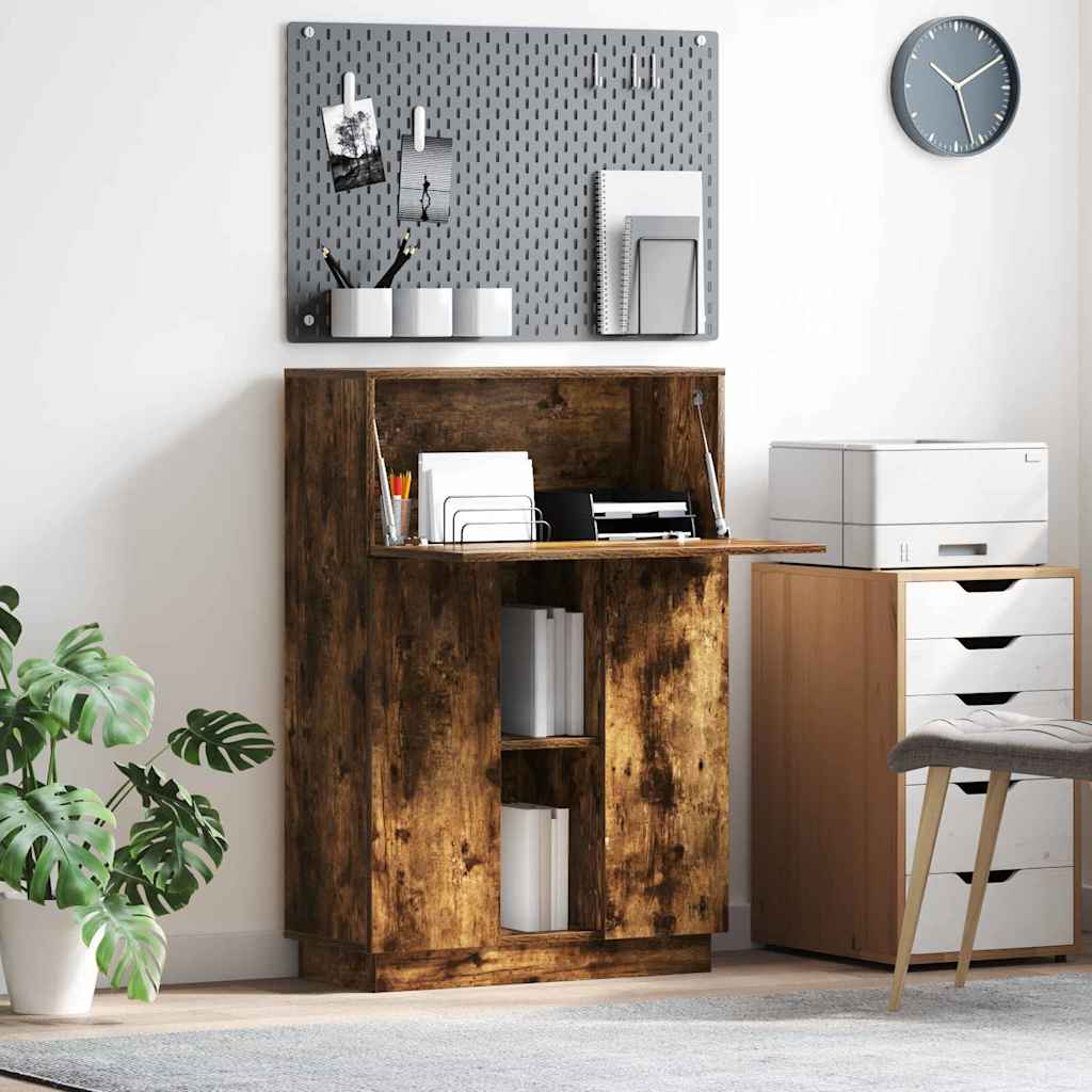 vidaXL Schreibtisch mit Regal Geräucherte Eiche 71.5 x 31.5 x 106.5 cm