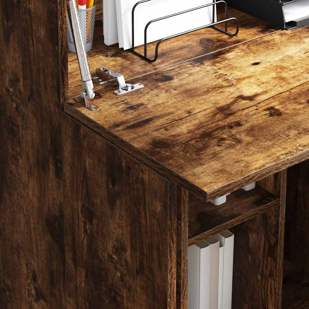 vidaXL Schreibtisch mit Regal Geräucherte Eiche 71.5 x 31.5 x 106.5 cm - Image 4