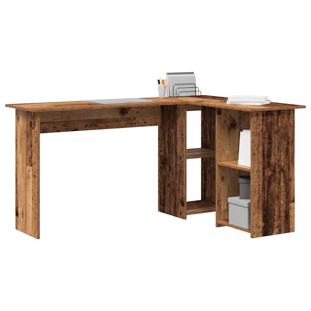 vidaXL Schreibtisch mit Regal Altholz 142 x 102 x 73 cm Holzwerkstoff - Image 3