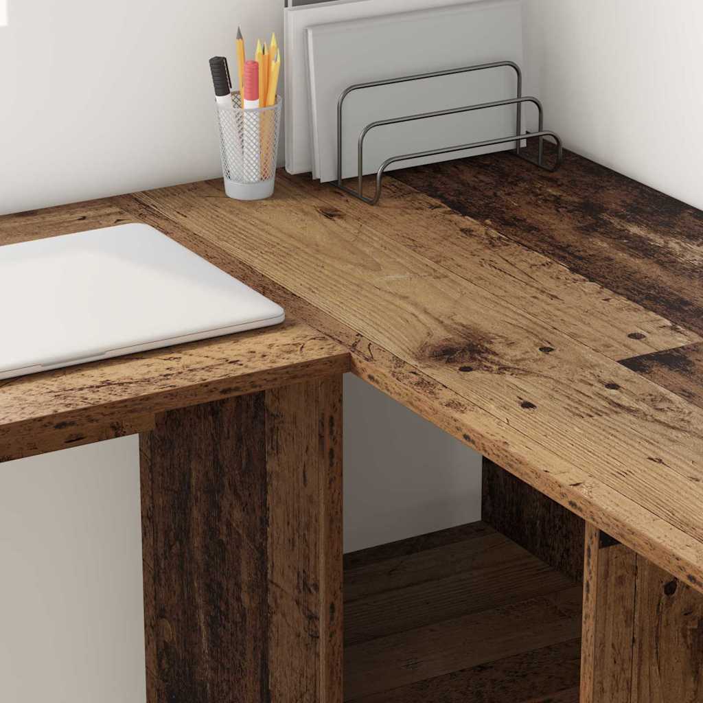 vidaXL Schreibtisch mit Regal Altholz 142 x 102 x 73 cm Holzwerkstoff - Image 4