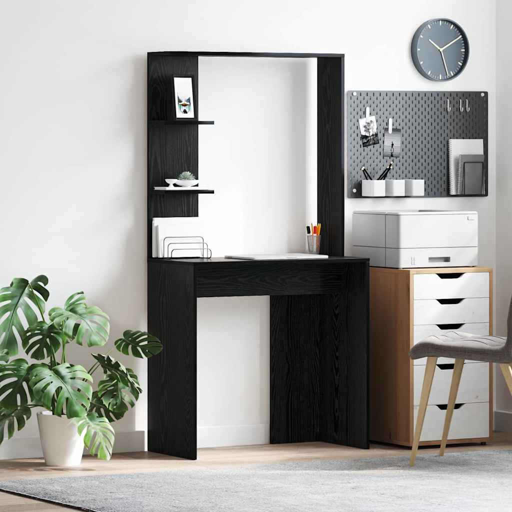 vidaXL Schreibtisch Schwarz Eichen-Optik 78,5 x 37 x 154,5 cm