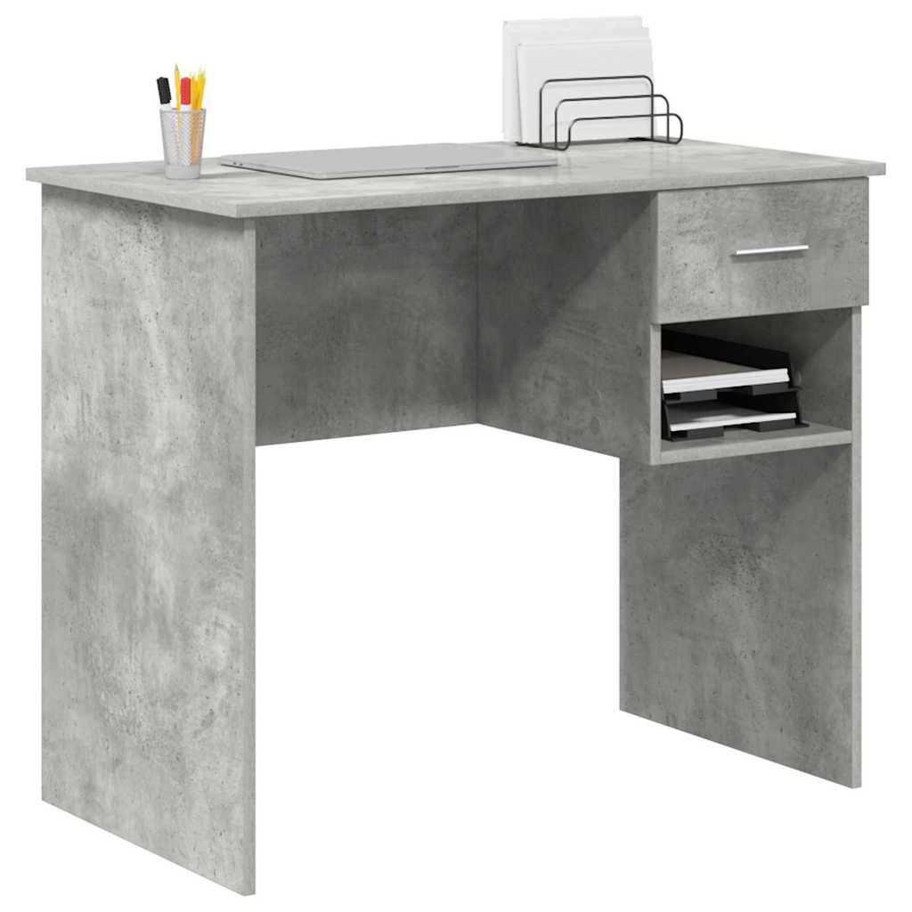 vidaXL Schreibtisch mit Regal Beton Grau 90 x 49 x 75 cm Holzwerkstoff - Image 3