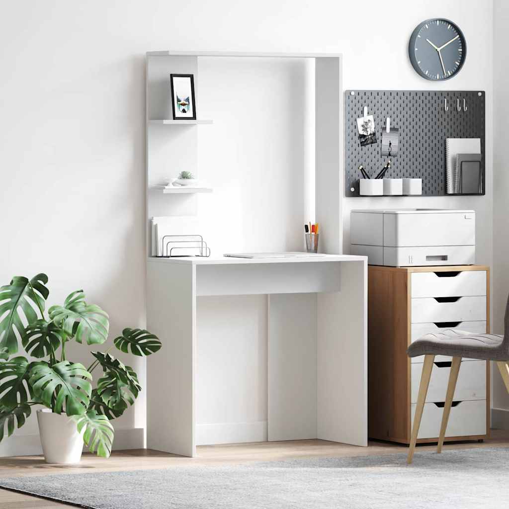 vidaXL Schreibtisch mit Regal Weiß 78,5 x 37 x 154,5 cm Holzwerkstoff