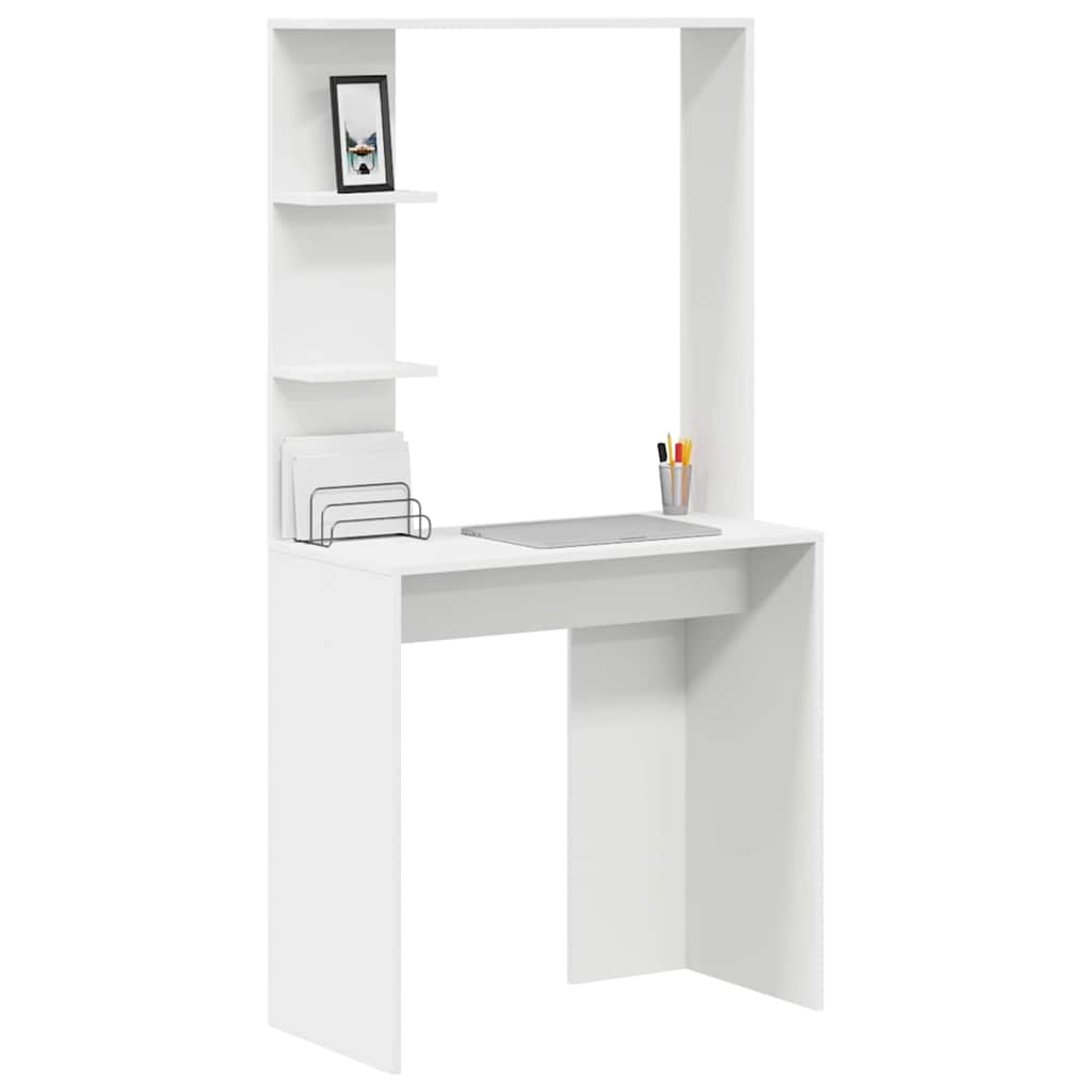 vidaXL Schreibtisch mit Regal Weiß 78,5 x 37 x 154,5 cm Holzwerkstoff - Image 3