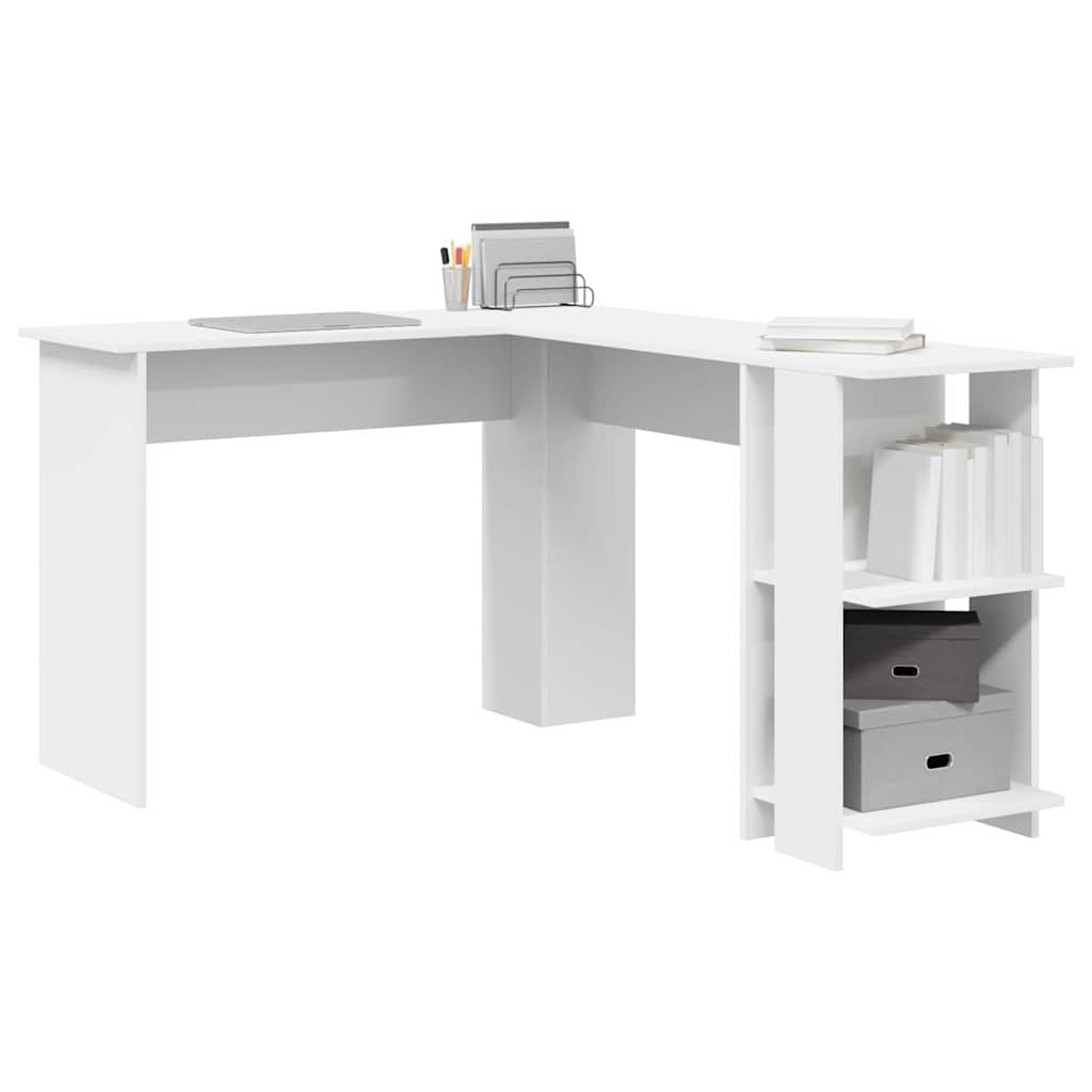 vidaXL Eck-Schreibtisch Weiß 140 x 113,5 x 75 cm Holzwerkstoff - Image 3