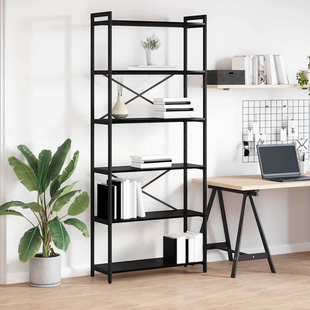vidaXL Bücherregal Schwarz Eichen-Optik 80 x 30 x 188 cm Holzwerkstoff