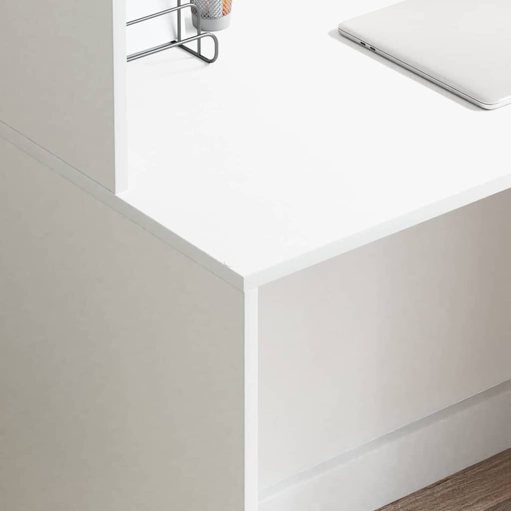 vidaXL Schreibtisch mit Regal Weiß 102 x 50 x 124 cm Holzwerkstoff - Image 4