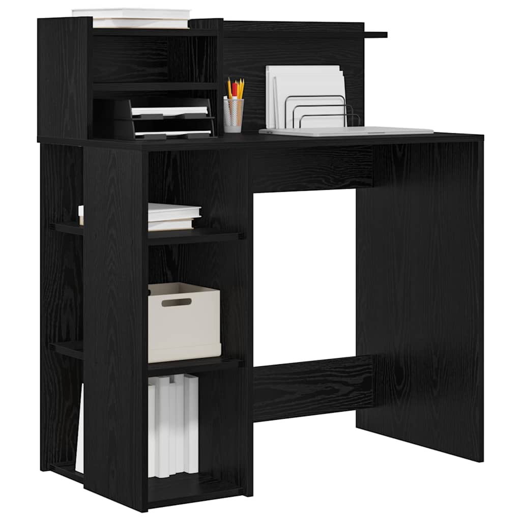 vidaXL Schreibtisch mit Regal Schwarz Eichen-Optik 90 x 48 x 101,5 cm - Image 3