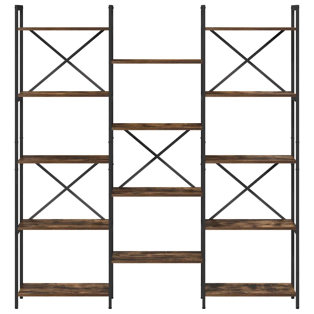 vidaXL Regal Räuchereiche 156 x 25 x 167.5 cm Holzwerkstoff - Image 5