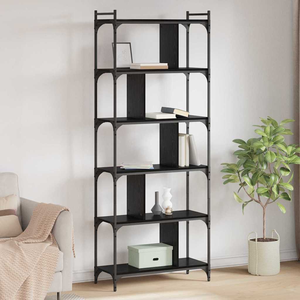 vidaXL Bücherregal Schwarz Eichen-Optik 76 x 32 x 192 cm Holzwerkstoff