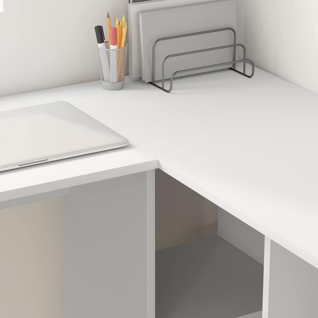 vidaXL Schreibtisch mit Regal Weiß 142 x 102 x 73 cm Holzwerkstoff - Image 4