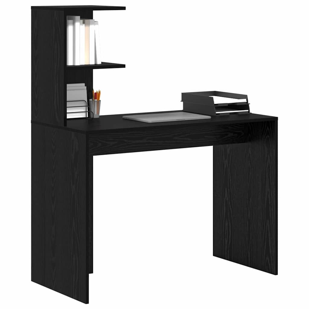 vidaXL Schreibtisch mit Regal Schwarz Eichen-Optik 102 x 50 x 124 cm - Image 3