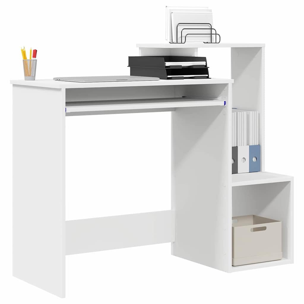 vidaXL Schreibtisch mit Regal Weiß 106 x 41 x 88.5 cm Holzwerkstoff - Image 3