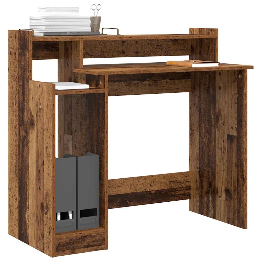 vidaXL Schreibtisch mit Regal Altholz 97 x 45 x 90 cm Holzwerkstoff - Image 3