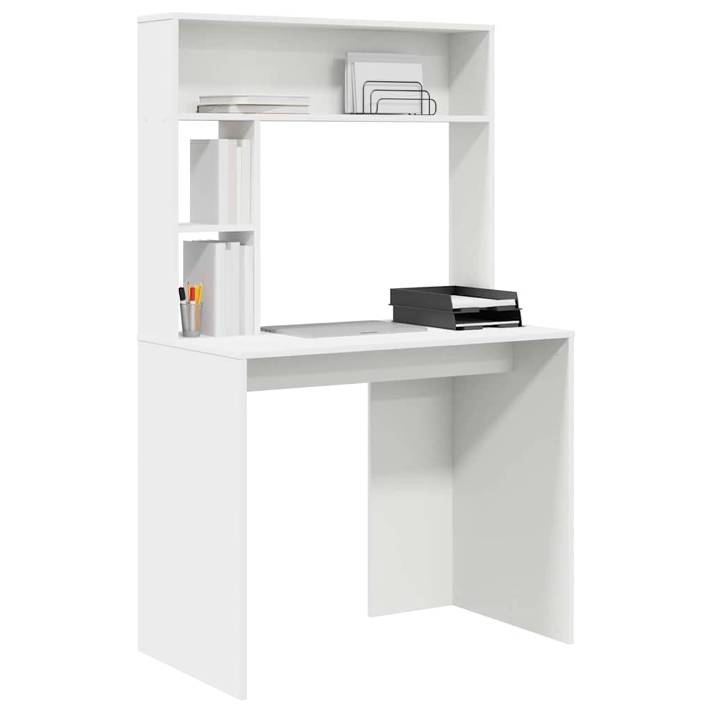 vidaXL Schreibtisch mit Regal Weiß 91 x 50 x 149 cm Holzwerkstoff - Image 3