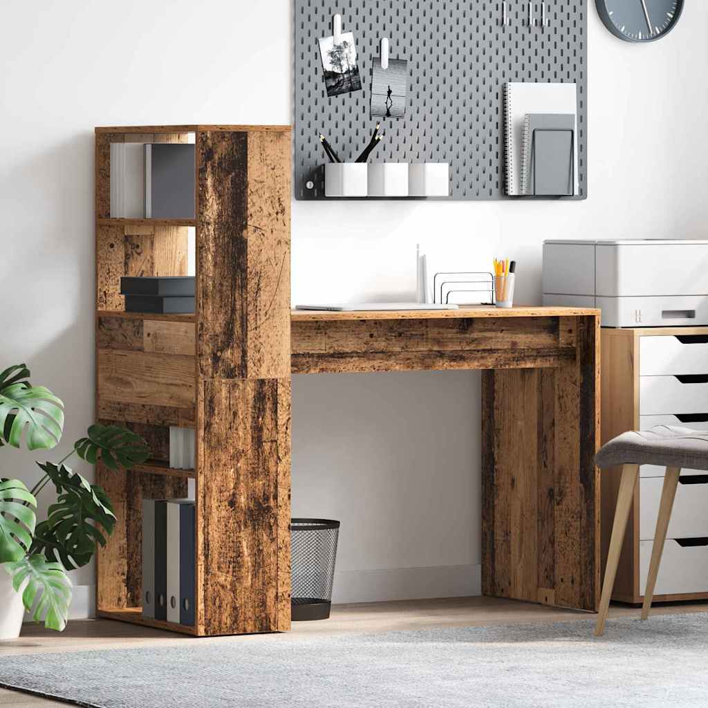 vidaXL Schreibtisch mit Regal Altholz 113 x 54 x 120 cm Holzwerkstoff