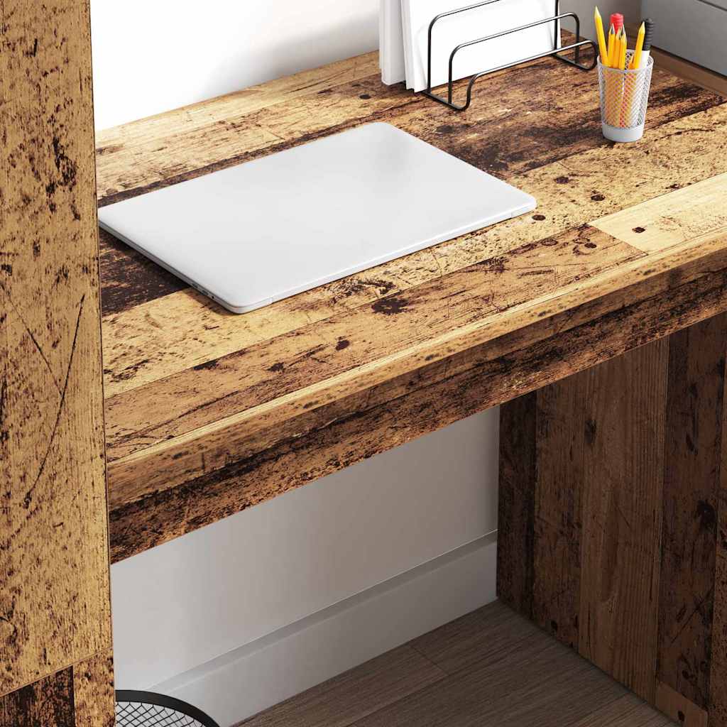 vidaXL Schreibtisch mit Regal Altholz 113 x 54 x 120 cm Holzwerkstoff - Image 4