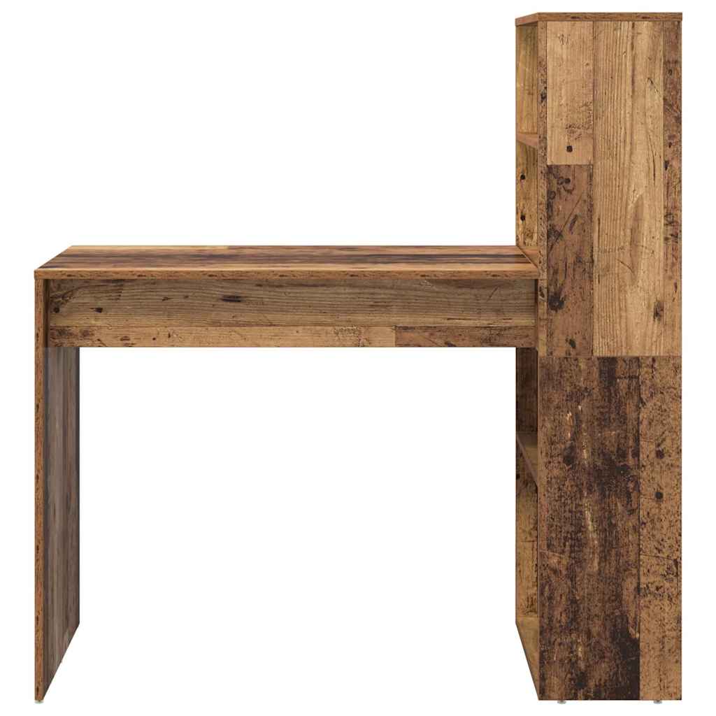 vidaXL Schreibtisch mit Regal Altholz 113 x 54 x 120 cm Holzwerkstoff - Image 5